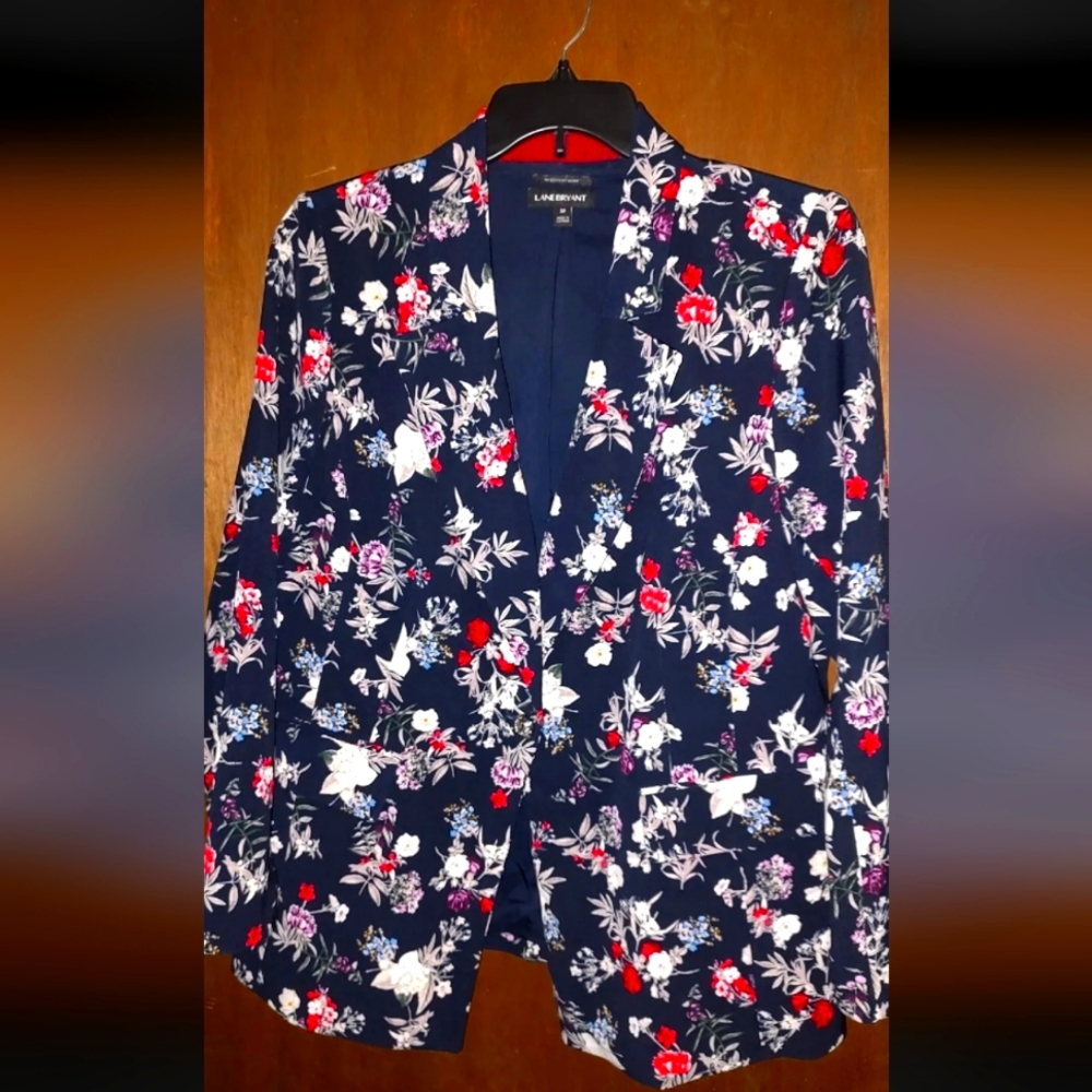 Lane Bryant Blazer Women's Size 20, Multicolor Floral Print, Pre-owned